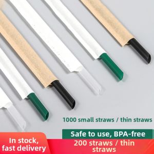 XIANGCAI | Food Grade Extended Fine Plastic Straws For Coffee Milk Tea Black and Transparent Independent Packaging