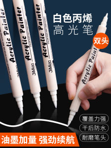 สีขาว ปากกามาร์กเกอร์อะคริลิกสําหรับการเน้นภาพร่างศิลปะ นุ่ม เคล็ดลับการวาดภาพโครงร่างกันน้ําไม่ซีดจางเหมาะสําหรับสมุดภาพและกราฟฟิตี