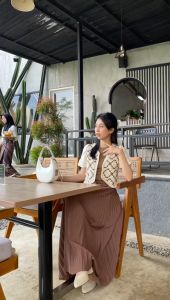 Rok Plisket Warna Milo Allsize dan Jumbo I Rok Plisket Panjang Premium by nasjwa.studio