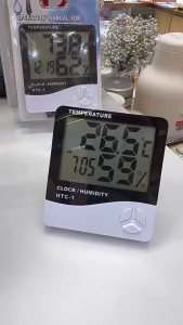 Digital Thermometer Hygrometer Indoor Outdoor Temperature Meter Humidity Monitor with LCD Alarm Clock 1M Probe Cord Temperature Humidity Gauge for Bedroom Greenhouse Garage WarehouseFahrenheit or Ce