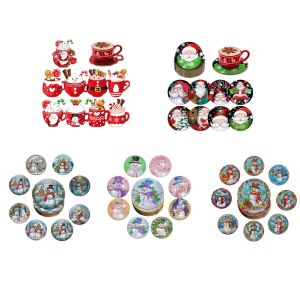 8-piece DIY Christmas-style diamond painting art set craftsmanship wooden anti-slip coasters without brackets