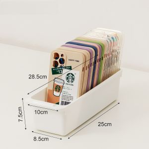 Multi-Functional Mobile Phone Case Storage Box Desktop Organizer Basket Plastic Material Simple Style Bedroom Shelf Holder