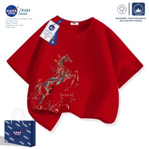 BEINUOHU | Red New Year Celebration Short Sleeve T-Shirt Cotton