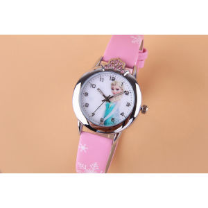 Jam Tangan Anak Perempuan Princess Elsa Anna Frozen Analog Cute Aksesoris Fashion Anak Wristwatch Writwatch Kids Accesories Leather Strap Kulit Kartun Karakter Cartoon Animasi Cocok Untuk Hadiah Kado Gift Ulang Tahun Birthday