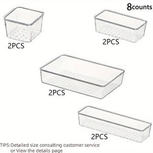 Home Storage 28 PCS Clear Drawer Organizers Set 4-Size Versatile Bathroom and Vanity Drawer Organizer Trays Storage Bins