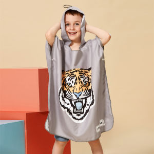 Childrens Bathrobes Quick-Drying Hot Spring Swimming Cloak Baby Absorbent Towel Cartoon Print Holiday Beach Towel Sunscreen Cloak