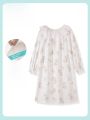 MiiOW | Breathable Thin Maternity Nightgown Women's Summer Home Clothes Sleepwear Cotton Blend Long Sleeve Midi Dress Round Neck. 