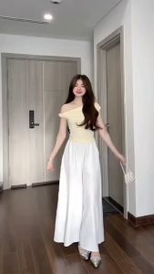 Quần ống rộng đũi vân mây dáng dài giả váy (CÓ BIGSIZE 40- 75KG)  Quần váy cạp cao lưng chun chuẩn đẹp-MAS- Mã 096