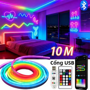Dải Đèn Neon 5V RGBIC Thông Minh Đồng Bộ Nhạc Đổi Màu Dreamcolor Dạng Dây Silicon Chống Nước Đèn LED Dùng Trang Trí