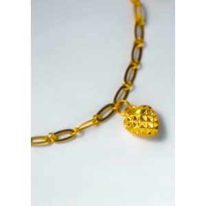 MJ Jewellery 916/22K Gold Paper Clip Bracelet with Love T304