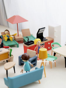 Minimalist Modern Princess Style Wooden Miniature Appliance Set for Dollhouse