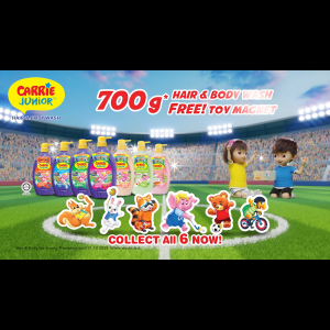 [Bundle of 3] CARRIE JUNIOR Hair & Body Wash - Cheeky Cherry (700g) [Free Toy]  Moisturising Skin | Kids Shower