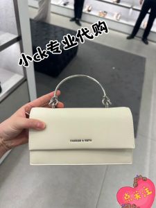 Charles&Keith Metal Chain Crossbody Small Square Bag Womens Bag Sweet Cool Style Magnetic Buckle Closure Soft Fabric Lining