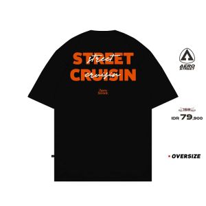 Aerostreet T Shirt Oversize Street Cruisin Hitam Kaos FADAA