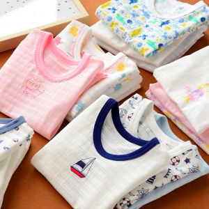 Bộ Ba Chiếc Áo Thun Cotton Đốt Tre Cotton Trẻ Em Áo Cộc Tay Cổ Tròn Bé Trai Bé Gái Trang Phục Trẻ Em Mẫu Mỏng Mùa Hè