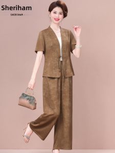Fashionable Slimming National Style Set Shirts & Wide-leg Pants