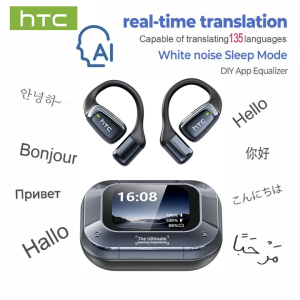 HTC NE25 TWS Wireless Earbuds Bluetooth 5.3 ENC Noise Cancelling LED Digital Display Low Latency Sports Gaming Stereo Headphones