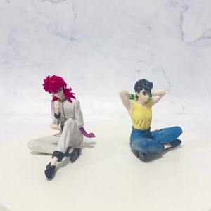 Bandai | Anime 8cm YuYu Hakusho Urameshi Yuusuke Kurama Sitting posture Figure Toys PVC Model Desktop Ornament Doll Birthday Gifts Hot