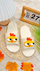 รองเท้าแตะะน่ารักๆ รองเท้าแตะสวมใส่สบายเท้า รองเท้าแตะลายน้องการ์ตูนไก่น้อยน่ารักๆ น้ำหนักเบา