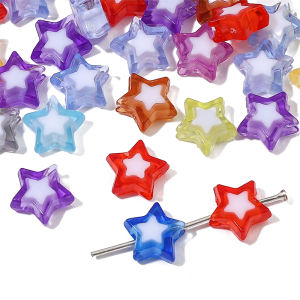 10mm 30pcs/bag Acrylic Double Color Bead in Bead Five Point Star Beads for DIY Earring Bracelet Necklace Jewelry Making