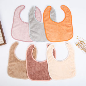 Solid Terry Towel Baby Bibs Sweet Cotton Saliva Towel Adjustable Korean Kids Boys Girls Pocket Bandanas Feeding Burp Clothes
