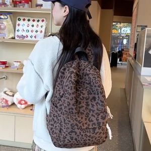 Balo nhung họa tiết Leopard phong cách mới lạ Cặp sách laptop học sinh đẹp xinh sành điệu hottrend