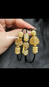 vòng tay nữ đồng điếu thạch anh tóc vàng tự nhiên mix hồ ly thạch anh tóc vàng tự nhiên  vòng tay đá phong thủy hợp mệnh thổ mệnh kim trang sức thiết kế đủ hóa đơn thẻ bảo hành