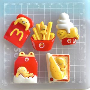 5pcs Egg Fast Food Resin Charm Cream Glue DIY Handmade Art Craft 3D Sticker Keychain DC1251