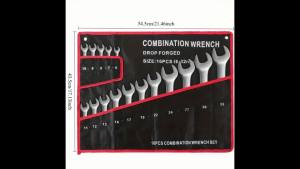 16-Pocket Roll Up Wrench Tool Bag Thick Non-Woven Wrench Organizer Pouch with Size Marking Portable for 6mm-32mm Wrenches