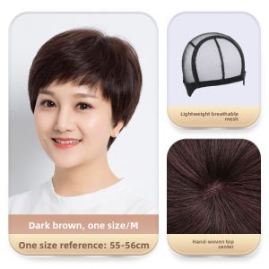 BESTUNG | Real Hair Full Wig for Middle-aged and Elderly Women