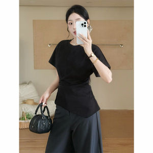 YUEZHONGWEI | White Round Neck Short Sleeve T-Shirt Women Summer Basic Fit Simple Design Sensation Small Audience Commute Style Top