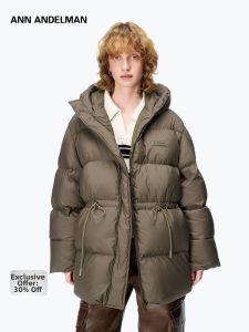 ANN ANDELMAN | Long Hooded Down Jacket Insulation Thickened Rope Closure