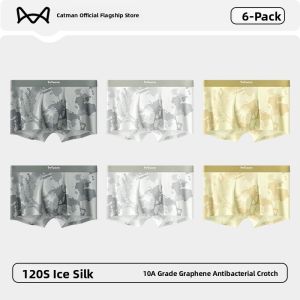 Miiow | Ice Silk Mens Underwear Quatrefoil Briefs 2025 New Style Seamless Mesh Boxer Shorts Antibacterial Nylon Mid Waist Design