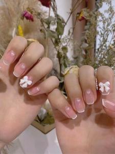 French Style Lightweight Solid Color Bow Knot Nail Decorations 100pcs Comfortable No Residue Glossy Long-lasting Easy to Dry