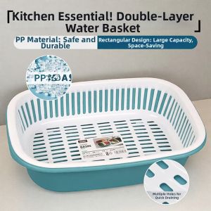 FEIZHUXIANSEN | Plastic Double-layered Drainage Basket Large