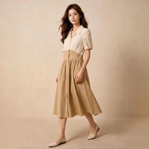 Delicate Embroidery Slimming Casual Versatile Short Sleeve Dress