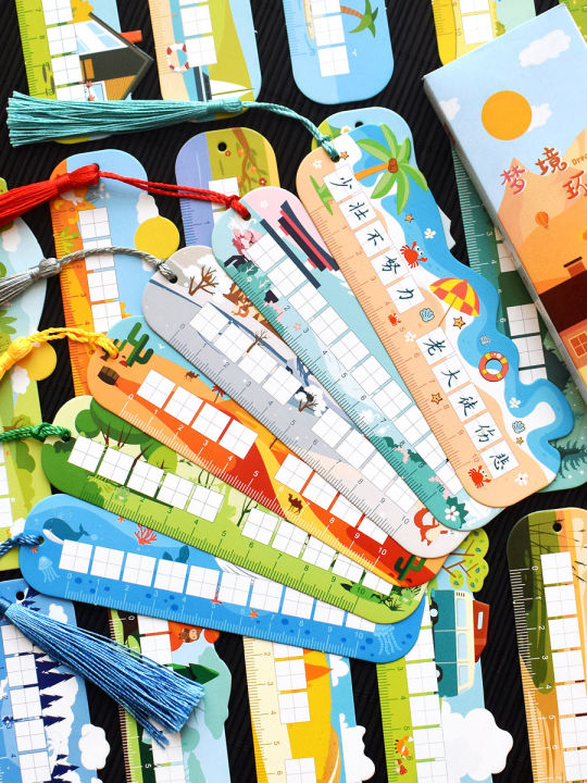 Fun Express Ruler Bookmarks Hand-Drawn Cartoon Bookmarks with Ruler for Children's Extra-Curricular ...
