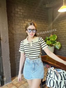 🌈 MesubShop 🌈เสื้อโปโล ทรงคอโปโลแขนสั้น เนื้อผ้านุ่ม ไม่หนา  ใบลาน B-026-4-B