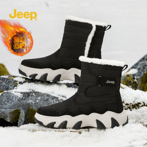 Jeep Mens Winter Snow Boots Thickened Fleece Waterproof High-Tube Boots Warm And Comfortable for Outdoor Skiing And Snow Activities