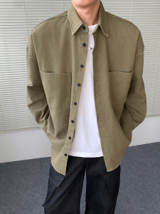 แจ็คเก็ตคอพับแขนยาวหลวมๆ สำหรับผู้ชาย สไตล์ลำลอง สไตล์ย้อนยุค สไตล์อเมริกัน ฤดูใบไม้ผลิและฤดูใบไม้ร่วง