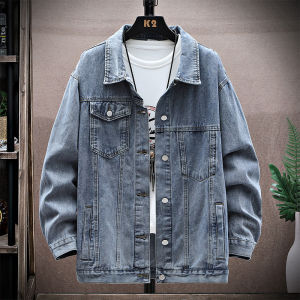 ROMON | Lormen Mens Denim Jacket Short Style Spring Autumn Trendy Casual Workwear Windproof Collar翻领 Cotton Polyester Blend