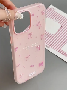 Full screen bow pink 2-in-1 jelly case for iPhone 11 12 13 14 15 16 17 Pro Max Plus 16E casing Anti fingerprint and anti fall protective cover for iPhone13 case