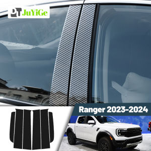 Glossy Black Carbon Fiber Window Door Deal B C Pillar Post Cover Sticker For Ford Ranger 2023-2024