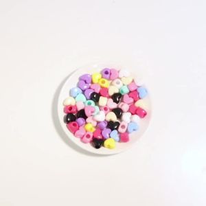 50pcs/lot Colored Heart Shape Acrylic Beads Large Hole Loose Spacer Beads For DIY Charms Bracelet Necklace Jewelry Accessories