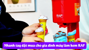 Máy Làm Kem Tự Động RAF R0901 - Làm Kem Tươi Ốc Quế Tại Nhà Chỉ 15 Phút Dung Tích 1L Trục Khuấy 4D Thế Hệ Mới
