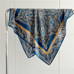 New 100% Pure Mulberry Silk Scarf 88x88cm Square Silk Twill Scarf for Women Elegant Printed Head Scarf Hijab Hair Bandana Shawl