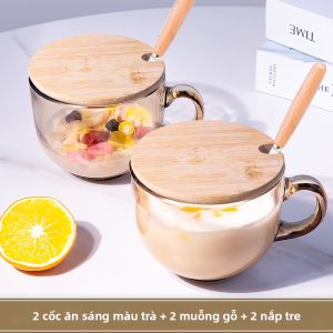 HONGZHU | Tách Ăn Sáng Có Quai và Muỗng Kính Lớn