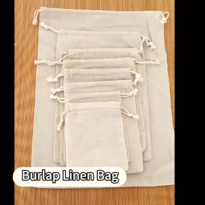 Burlap Bag Jute Cotton Linen Solid Color Burlap Bag Drawstring Gift Bag Cloth Bag Candy Jewelry Storage Bag