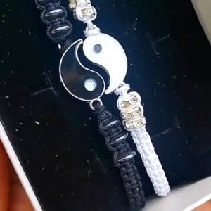 2pcs/set Adjustable Bracelet for Couple Heart Ball Bangles Stackable Best Friends Accessories