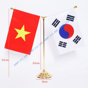 Cờ Để Bàn mạ vàng cao cấp cắm 2 cờ